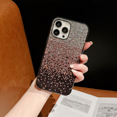 Shockproof Gradient Glitter Grid Phone Case For iPhone 16 Pro Max 15 14 13 12 7