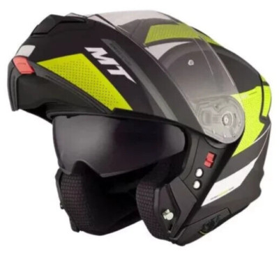MT GENESIS CAVE BLACK YELLOW FLIP FRONT DUAL VISOR MODULAR MOTORCYCLE HELMET