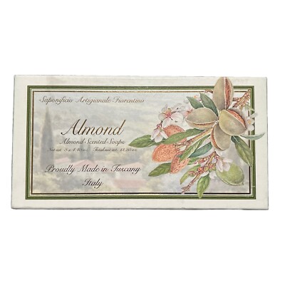 Handmade New Florentine Soaps Almond Italian Made 3 Units 4.40oz Each Free Ship