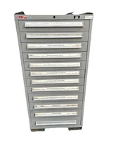 LYON HEAVY DUTY  CABINET 12 DRAWERS 30" X 28" X 59-1/2" USED