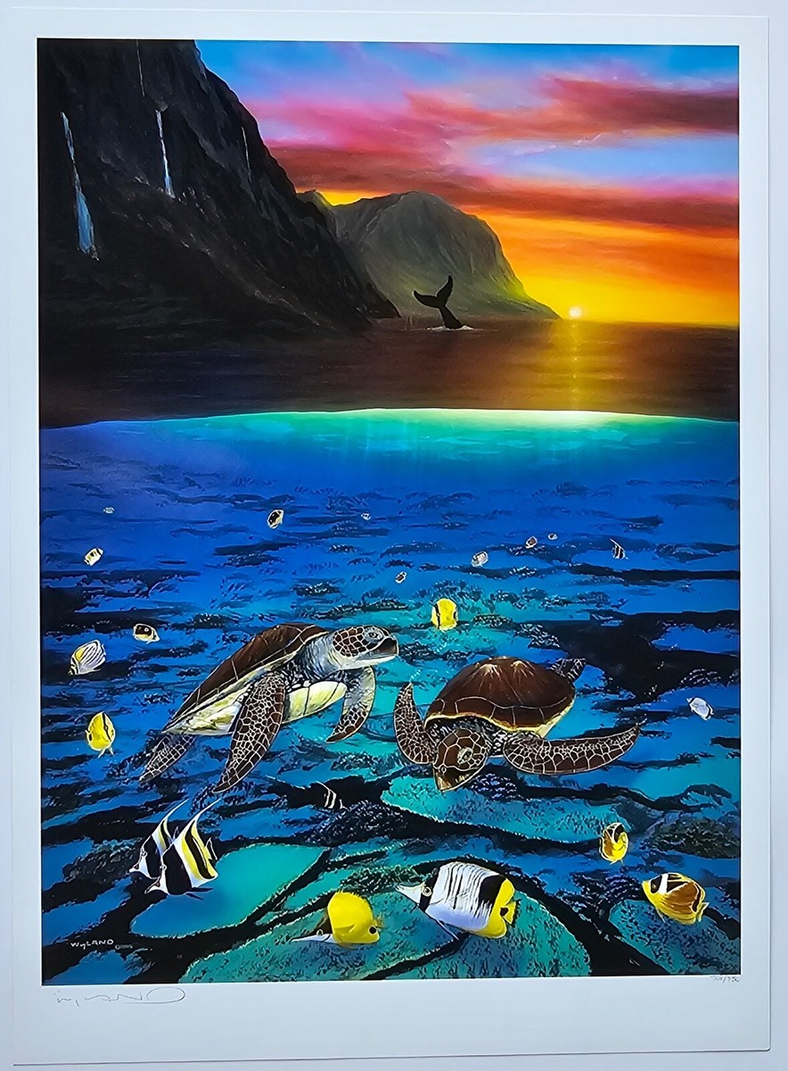 アラビアンナイト Old Man of the Sea 状態SP 軽微なインクド Wyland Ancient Mariner HAND SIGNED #'d lithograph art print sea