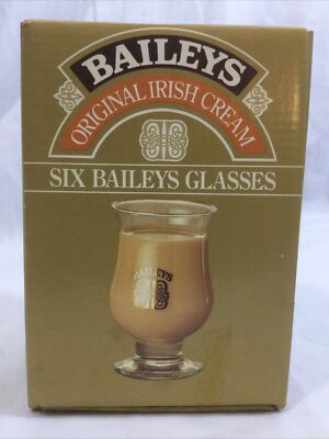 Six Vintage Baileys Irish Cream Gold Celtic Knot Shot/Cordial Glasses - NIB