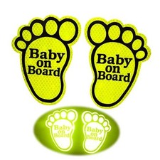 KE-KE 2PCS High Intensity Reflective Safety Sign Baby on Fluorescent Green