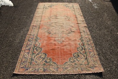 Turkish Vintage Rug 4,7x8,2 ft (144x250 cm), Red Striped Rug