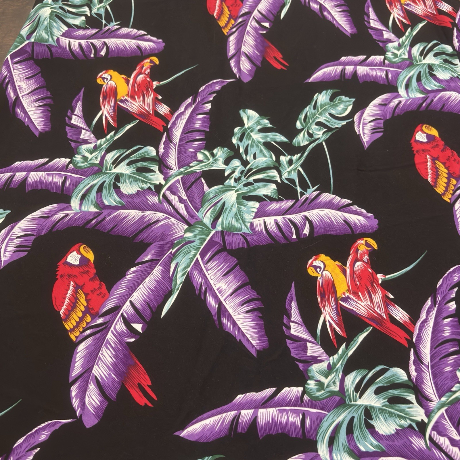 Vtg 90s Paradise Found Hawaiian Dress MIDI Womens Sz L Beachy Purple Tropical