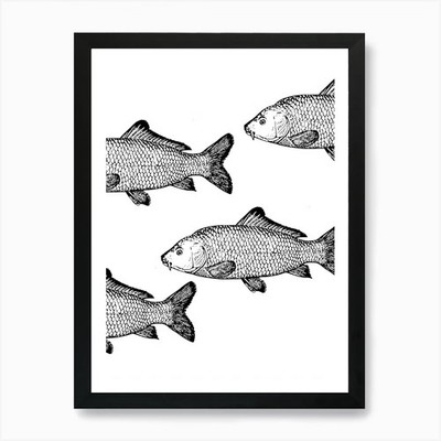 Carp Vector Illustration Isolated O Framed Wall Art Poster Canvas Print Picture