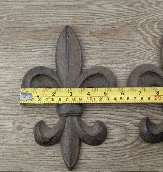 Cast Iron Antique Style Rustic Fleur De Lis Wall Decor BROWN Finish 8.5 INCH - Image 3 of 4