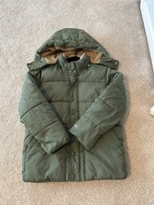 Gap Kids olive green puffer jacket with a sherpa fleece lining, size XL