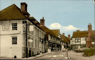 Midhurst West Sussex England Spread Eagle Hotel Street View 1971 Postcard