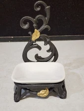 NEW GG Gracious Goods Gold Leaf Collection SOPA DISH  W/Metal Base