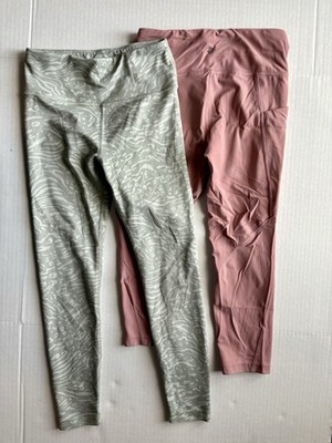 Athleta Girl 2 Pair Leggings High Rise Chit Chat Med/ Stash Your Treasure Lg