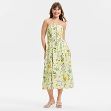 Women Detachable Strap Midi Dress - A New Day Light Yellow Floral