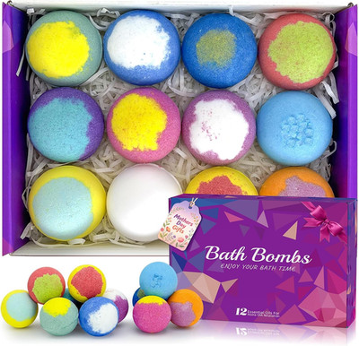 Bath Bombs for Women Gift Set 12 Pack Natural Relaxing Bath Bombs for Her，Aromat