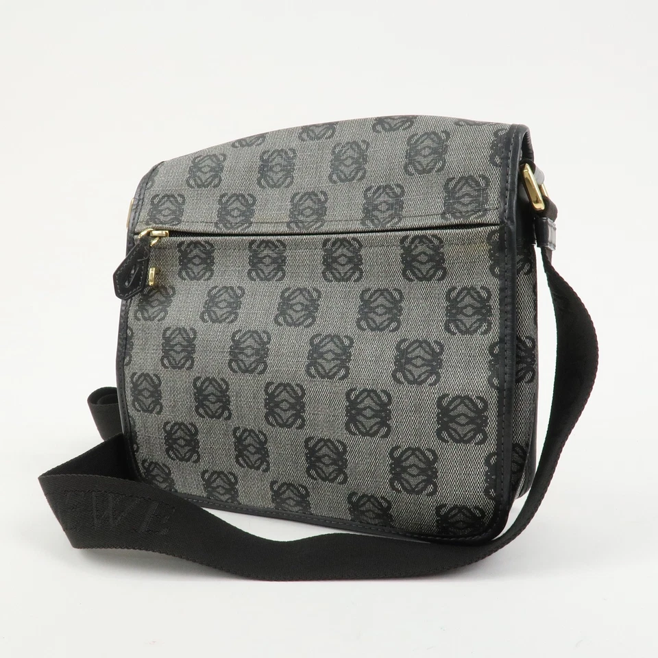 LOEWE Repeat Anagram PVC Leather Shoulder Bag Crossbody Bag Black Auth Used F/S - Image 3 of 4