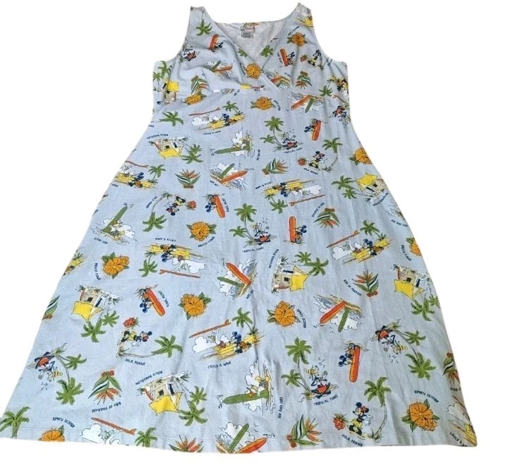 Vestido Midi Mujer Disney Shopping Mickey N Gang Sobreplice XXL Azul Tiki Hawaiano  Foto 4 de 4