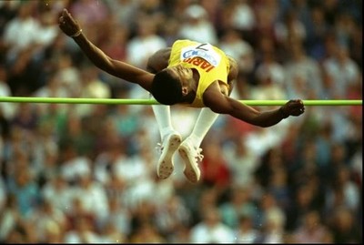 Javier Sotomayor Of Cuba In Action During The High Jump Event Of T- Old Photo