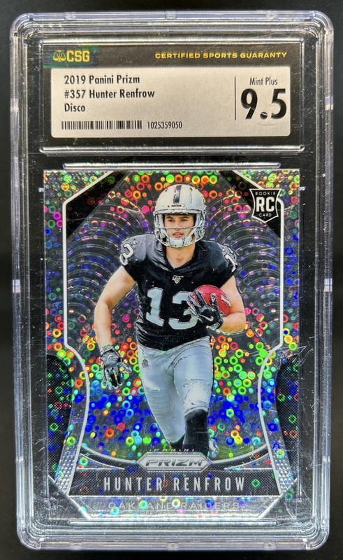 2019 Panini Prizm Hunter Renfrow RC Disco Rookie #357 Raiders CSG 9.5