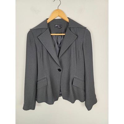 Brioni Milano Women's Dark Gray Pinstripe Blazer Jacket Size 8 Single Button