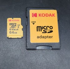 KODAK 64GB Micro SD Card UHS-I U3 V30 A1 4K Ultra HD Adapter - Used Tested