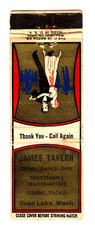 JAMES TAVERN matchbook matchcover - SOAP LAKE, WASHINGTON