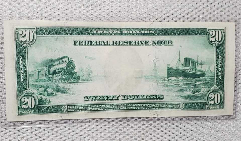 1914 $20 Federal Reserve Note Blue Seal Large Size 1-A Boston Beautiful XF++/AU* - Image 4 of 4