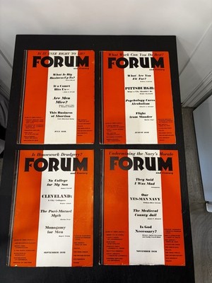  Vintage 1938 July, August, September, November Forum Magazines 