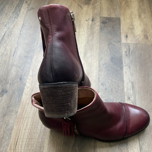 Pikolinos Women's Andorra Boots Size 41 Burgundy Leather Mid Block Heel Bootie - Picture 2 of 14