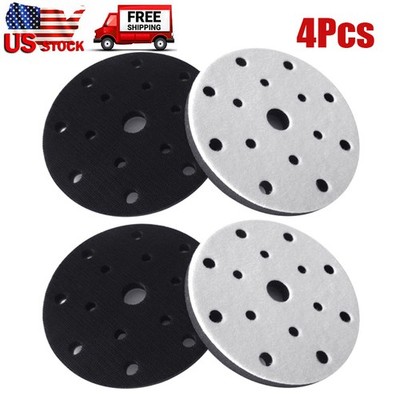 4Pcs 6'' Hook & Loop Soft Sponge Sanding Disc Backing Pad Interface Pads 15-Holes