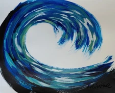 MONA VIVAR Original 14x11 Surf Wave Pop Beach Impressionism Fine Art Painting