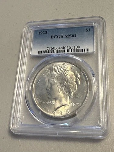 1923 Silver Peace Dollar $1 PCGS MS 64