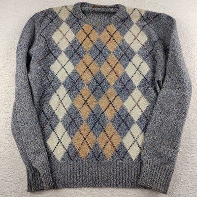 Vintage Wool Sweater Crew Neck Argyle Men's Medium (Tag Large) Made in Italy