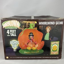 NIB 4' Foot Halloween/Thanksgiving Inflatable Turkey in Pumpkin HAPPY HARVEST