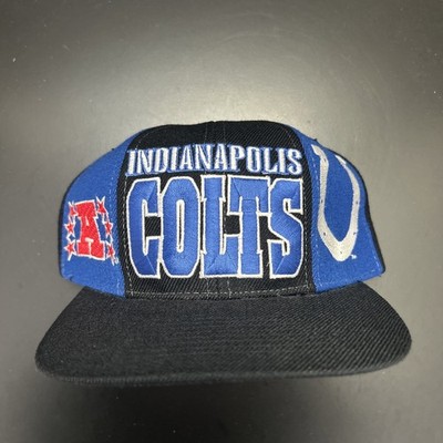 VTG 90s Indianapolis Colts Drew Pearson Tri Panel NFL snapback Hat Wool Blend