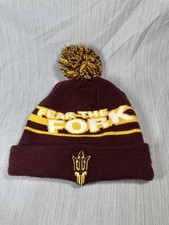 Arizona State Sun Devils Pom Beanie Hat Cap Maroon Gold White New Era NCAA