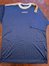Y2K 2000s Adidas Training Jersey Blue Embroidered Logo Athletic Shirt Mens XL