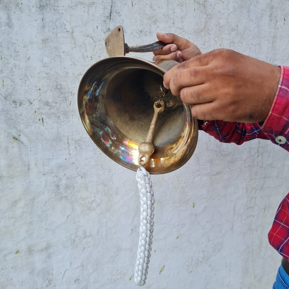 Campana de barco náutica grande de 11" de latón macizo marina marítima decoración de pared regalo Foto 4 de 4