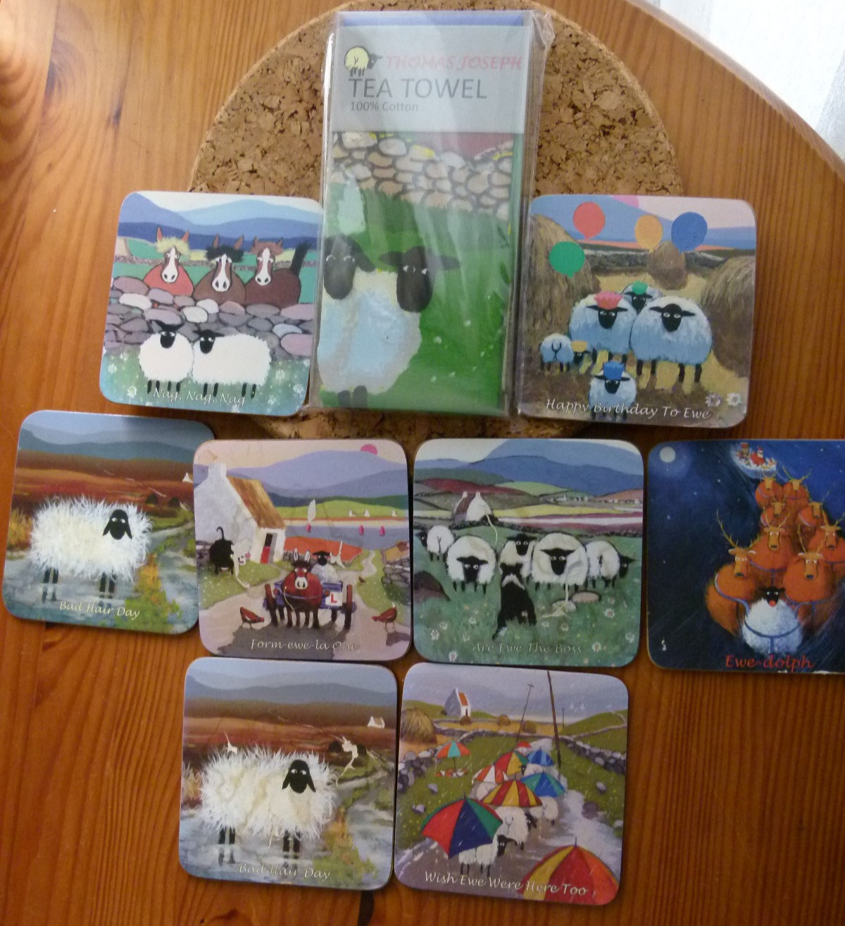 Thomas Joseph Tea Towel, Time To Put Ewer Feet Up Sheep Design New  + Mats READ