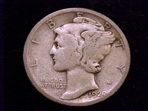 1920-D  Mercury Dime,  Good Grade.
