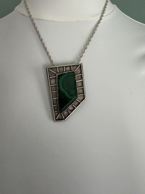 Vintage Sterling Pendant/Bolo Acid Test. Malachite Beauty. 33 Gr