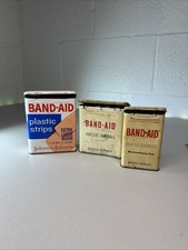 vintage band-aid metal tins lot of 3 johnson & johnson medical advertising