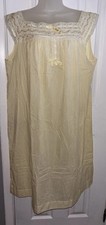 Vintage BARBIZON Blendaire Batiste Lace Sleeveless Yellow Nightgown Large EUC
