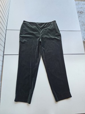 Zara Collections Women's Green Velour Velvet Ankle Length Casual Pants Crop Sz L