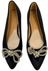 Forever Women Size 6 Black Faux Suede Cushion Rhinestones Bow Shoes Flats  — photo 1