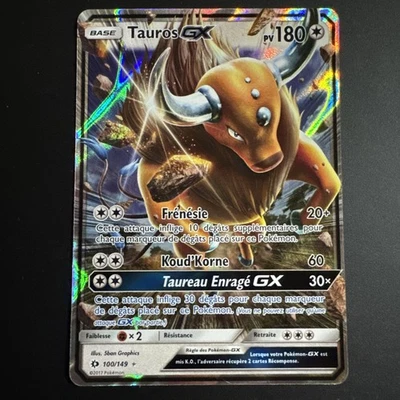 Pokémon JCC Tauros GX 100/149 180 PV Holo FR 2017 5ban Graphics De base - Photo 1/2