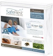 SafeRest Premium Low Profile 5.5" Thick Box Spring Encasement - Twin XL, White