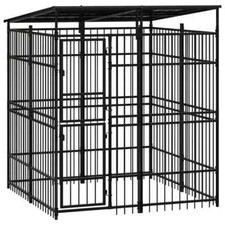 NNEVL Outdoor Dog Kennel with Roof Steel 3.69 m 