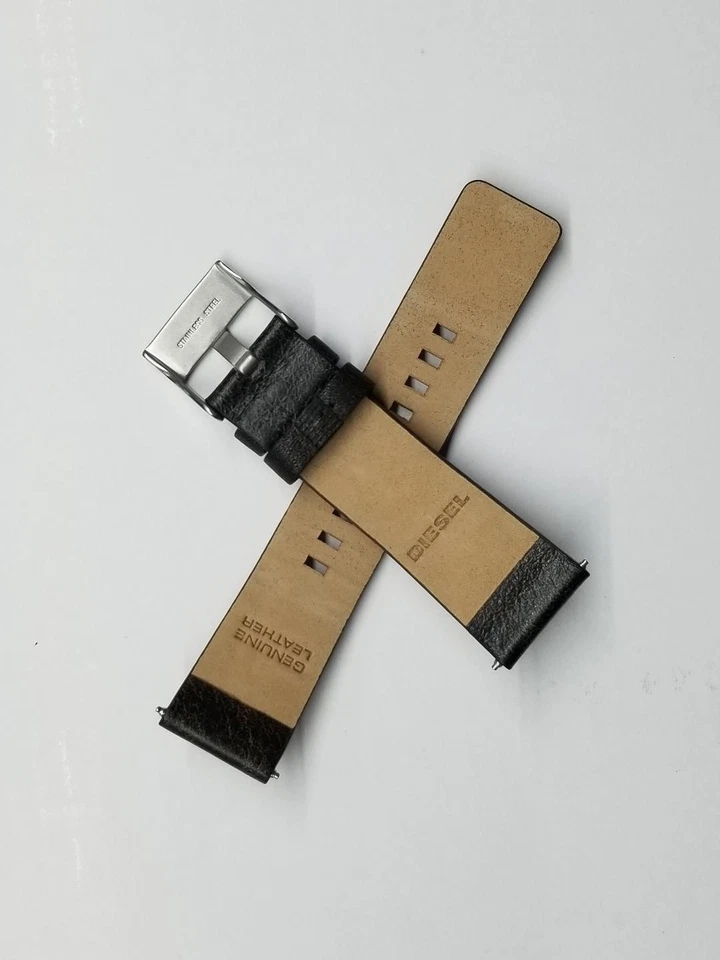 DIESEL 100% ORIGINAL 24 MM CORREA DE CUERO MARRÓN OSCURO Y PASADORES PARA RELOJ HOMBRE NUEVO Foto 4 de 4