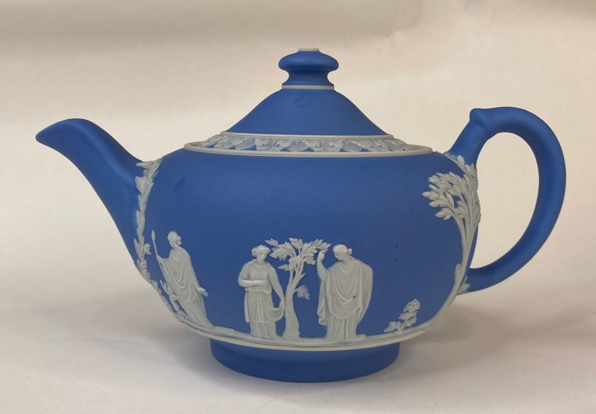 Circa 1930 Wedgwood Light Blue Dip Jasperware Bute Shape Teapot | eBay
