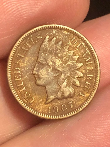 1907 Indian Head Cent Penny- VF/XF Details