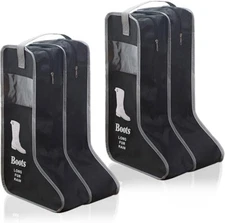 2 Pack Portable Boots Storage Bag, Dust-Proof Shoe Bags for Travel & Home, Black